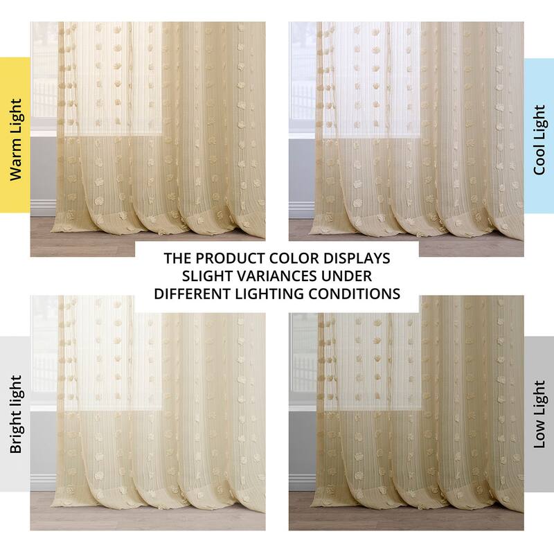 Exclusive Fabrics Strasbourg Dot Patterned Faux Linen Sheer Curtain (1 Panel)