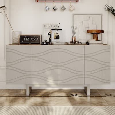 Clihome Mid-century Wood 4-Door Storage Buffet Sideboard