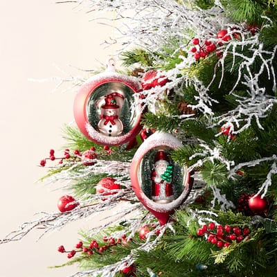Snowman and Santa Mercury Glass Christmas Ornaments - 7" - 6ct