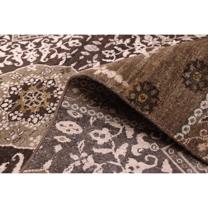 ECARPETGALLERY Hand-knotted Mirzapur Charcoal Silk, Wool Rug - 9'7 x 13'8