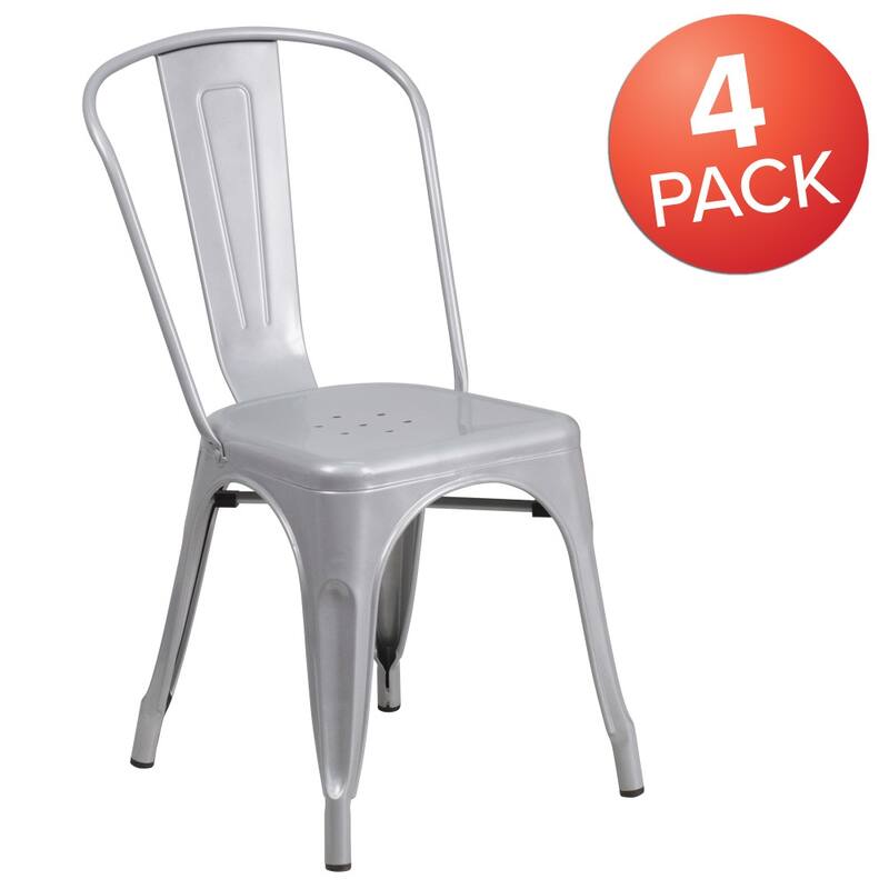 Metal Indoor/ Outdoor Stackable Bistro Chair (Set of 4)