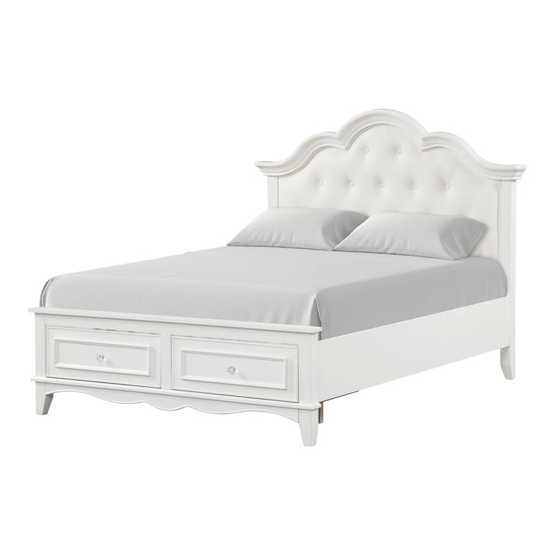 Furniture of America Lindsey Traditional 3-Piece White Platform Bedroom Set with Tufted Headboard