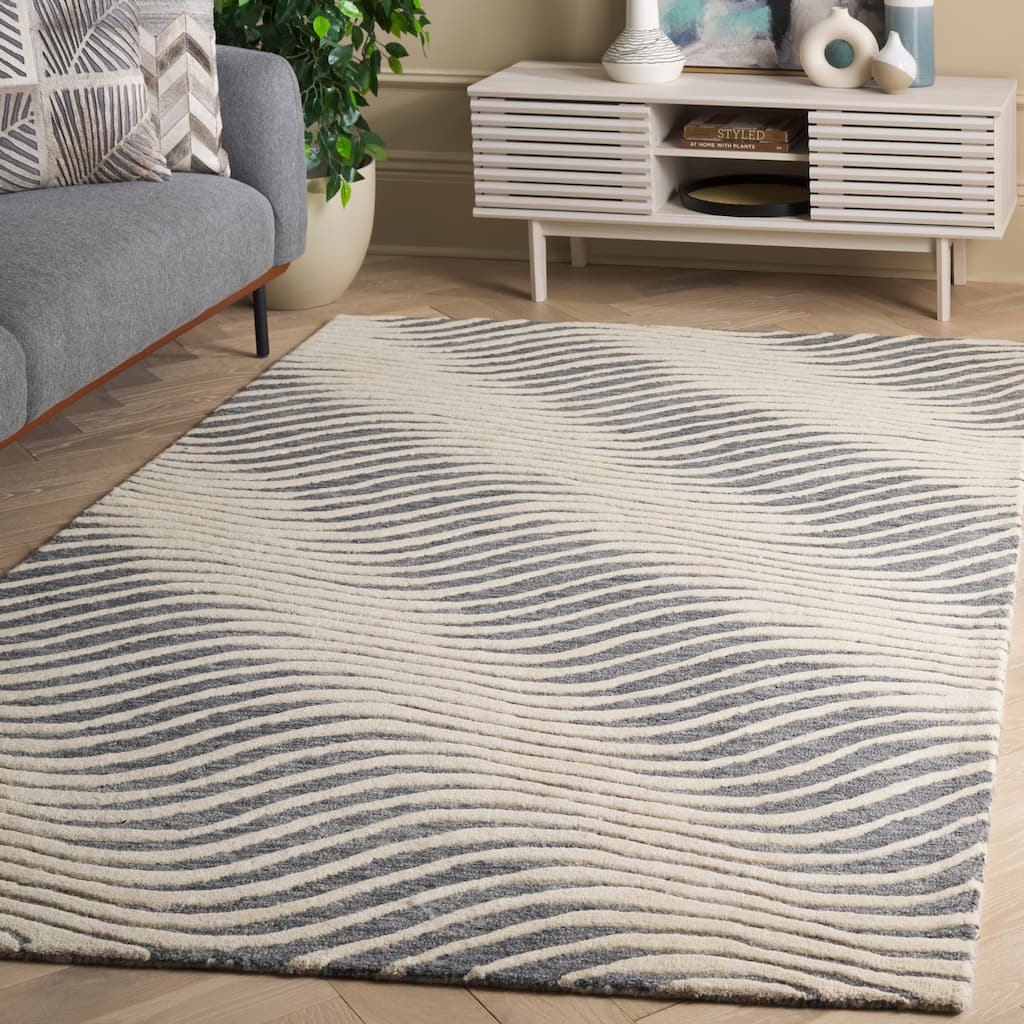 SAFAVIEH Handmade Ebony Huguette Modern Abstract Wool Rug