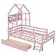 preview thumbnail 4 of 9, Wood Twin Size House Platform Bed with Guardrail and Under-Bed Drawer