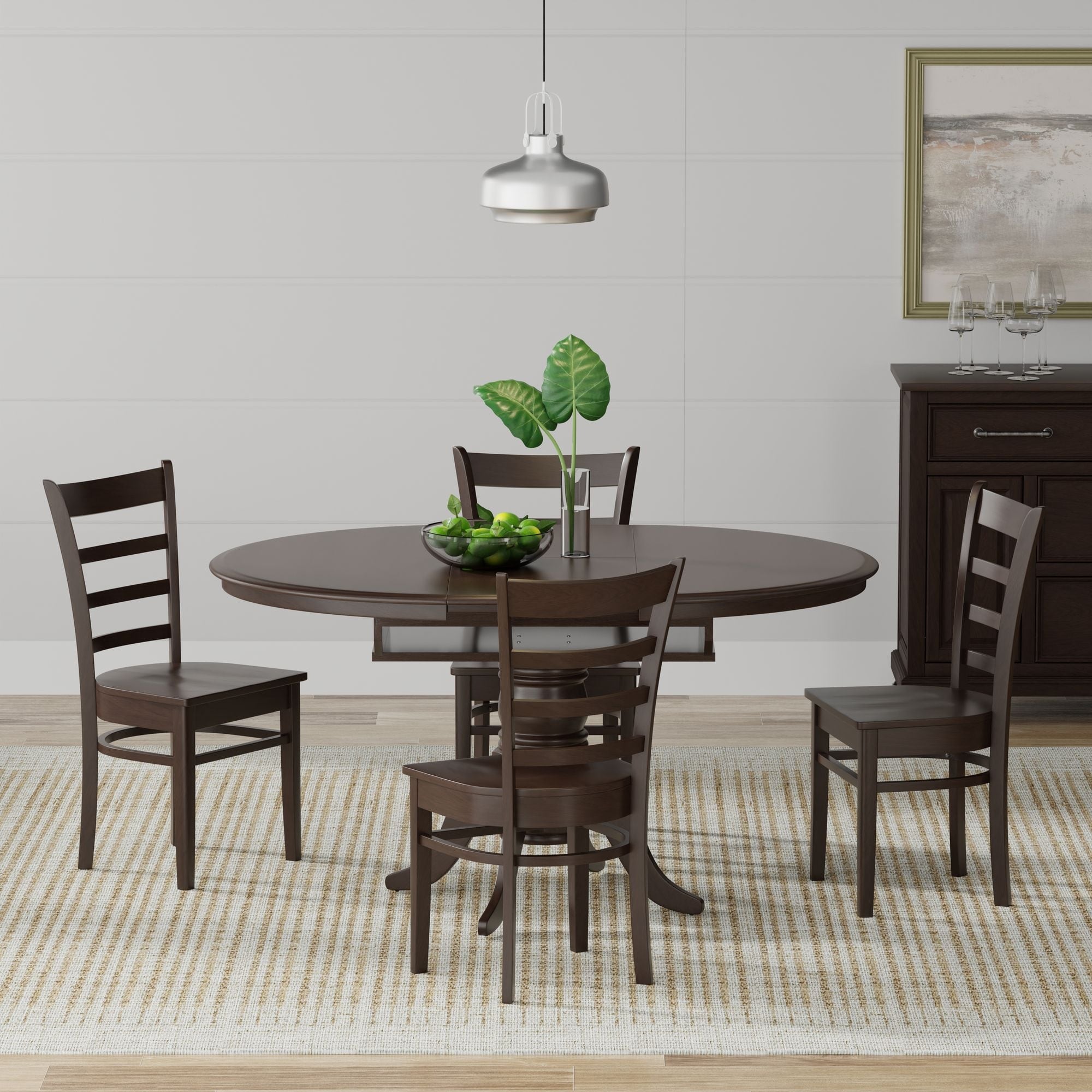 5-Piece Dining Set, Oval Butterfly Leaf Table and Slat Back Chairs