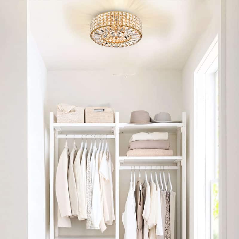 Jolie 4-light Crystal and Prism Round Flush Mount