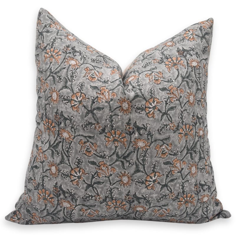 Linen Handmade Block print pillow Cover- Nayaab - Pillow Covers - 16" x 16"