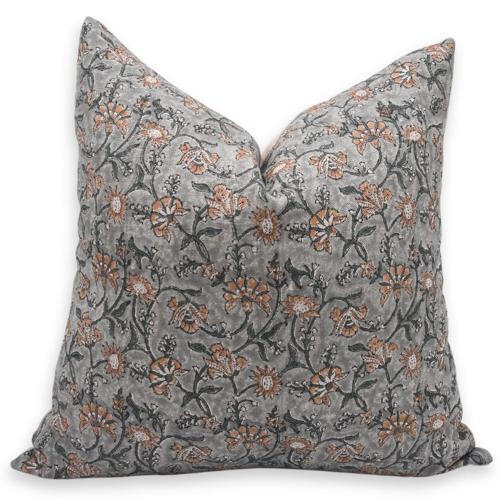 Linen Handmade Block print pillow Cover- Nayaab
