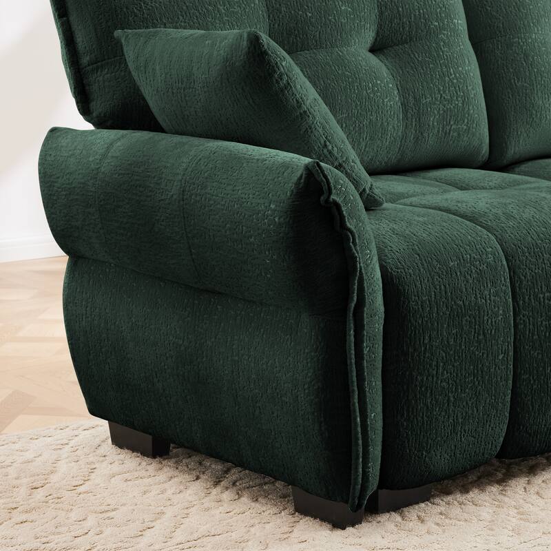 Modular 4-Seat Chenille Sofa Set with 2 Ottomans, High-Resilience Cushions and Solid Wood Frame