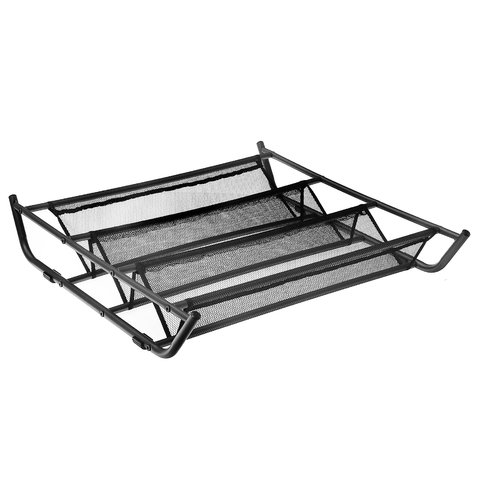 Under Bed Shoe Storage Rack Black With Mesh Fabric
