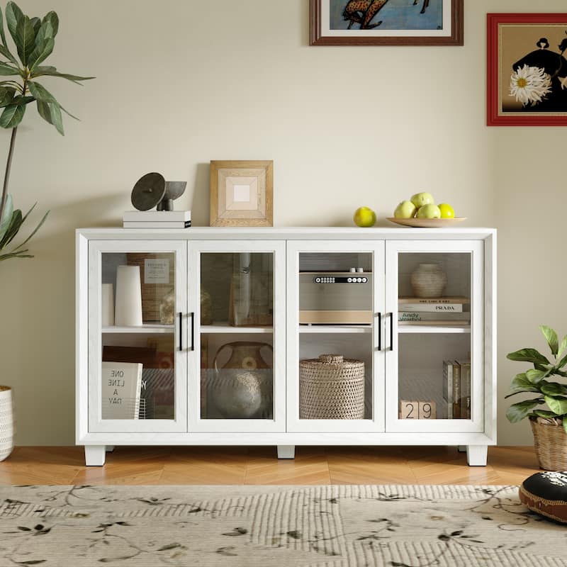 TV Stand for 55 Inch TV Entertainment Center with Doors Media Console - White