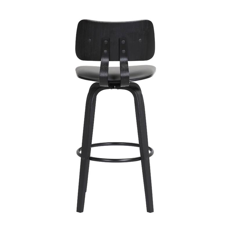 Faux Leather Armless Counter Height Bar Chair with Wood Frame, Swivel and Footrest