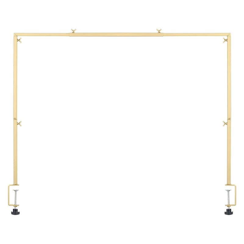 Adjustable Table Arch Stand with Clamps and Square Tube Metal Rod Frame Ideal for Indoor or Outdoor Decoration - 1 PC - GoldenWithoutRattan