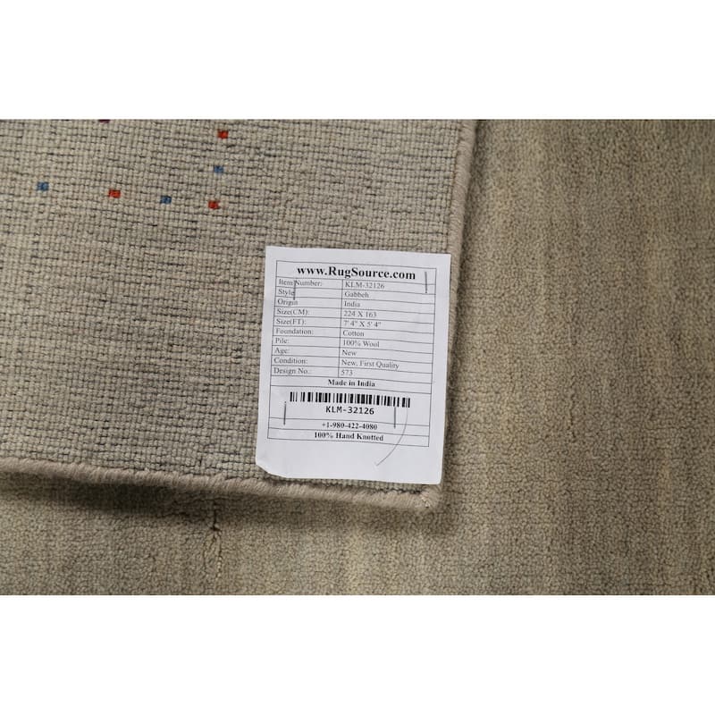 Tribal Gabbeh Indian Area Rug Handmade Contemporary Wool Carpet - 5'4"x 7'4"