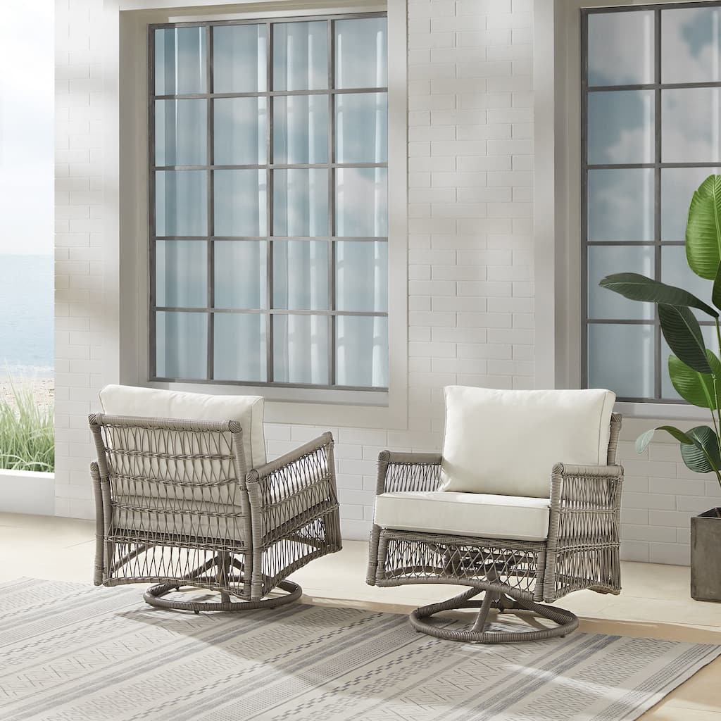 Thatcher 2Pc Outdoor Wicker Swivel Rocker Chair Set