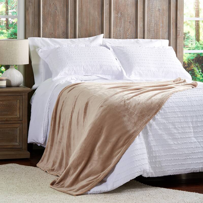 Velvet Throw - Oversized Solid Microfiber Polyester Blanket for Year-Round Warmth by Windsor Home