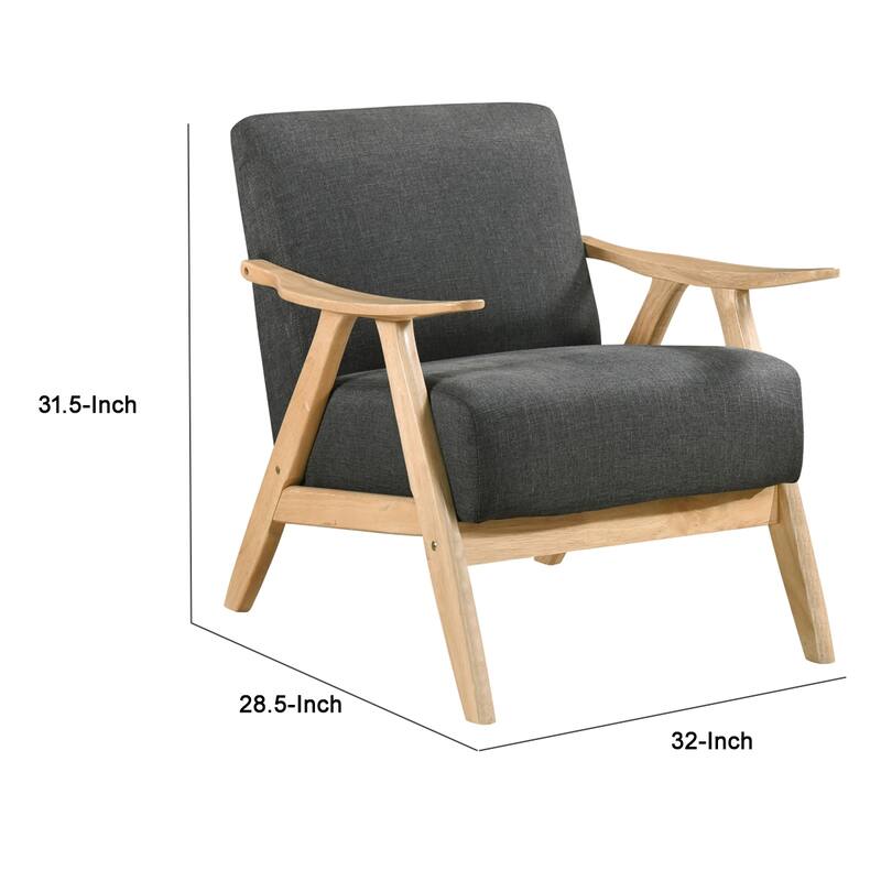 Indy Accent Club Armchair, Dark Gray Textured, Solid Rubberwood Frame