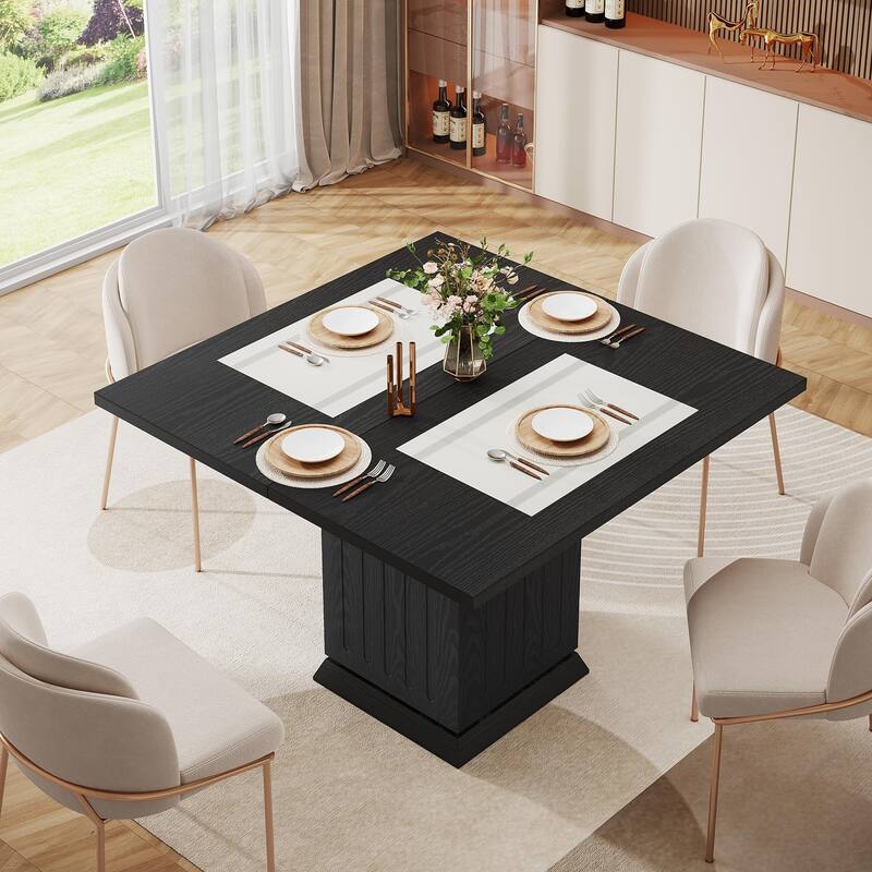 Modern Small Wood Square Dining Table for 4 People
