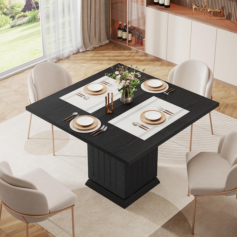 Modern Wood Square Dining Table for Kitchen Dining Room - Black