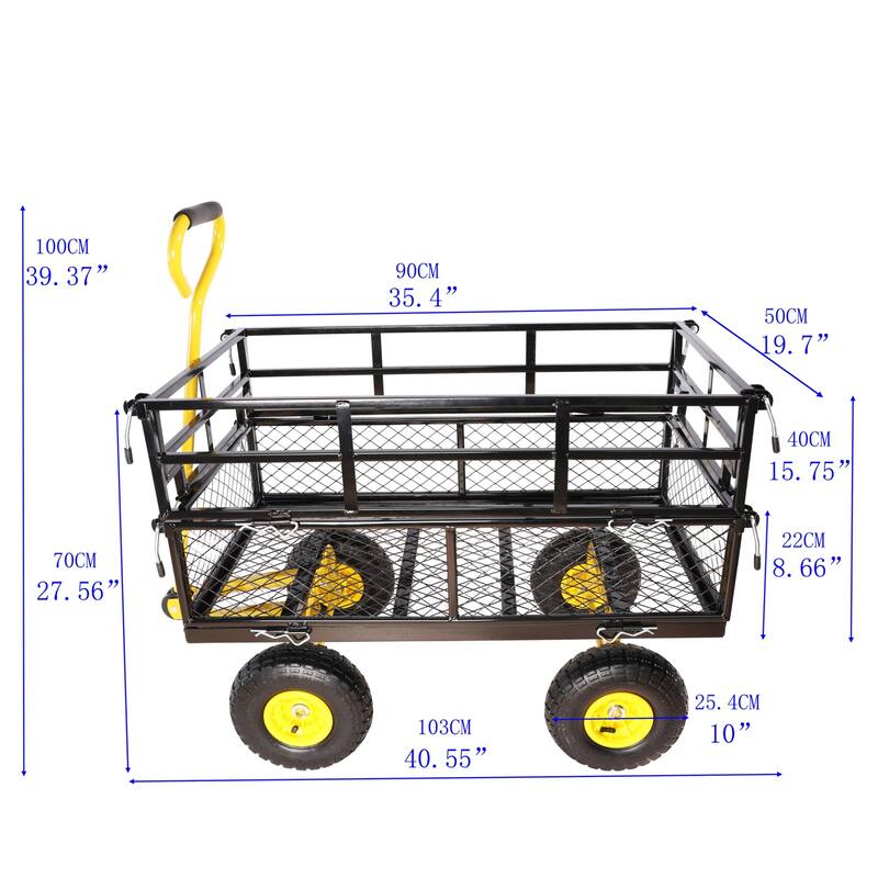 Multi-functional cart with detachable metal frame for farm and garden use