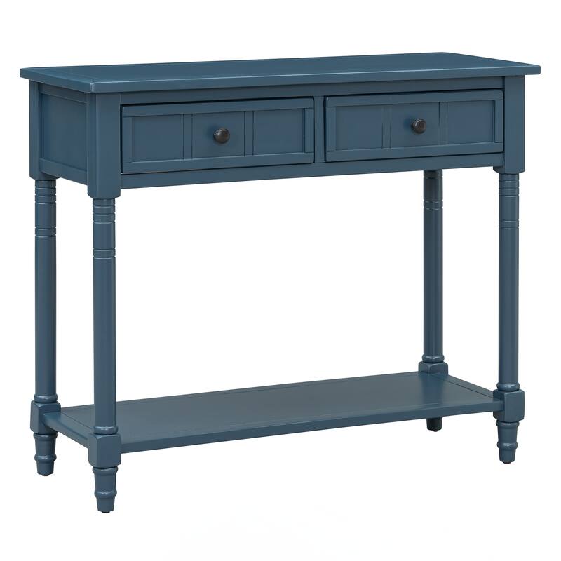 Console Table Traditional Design with Two Drawers and Bottom Shelf