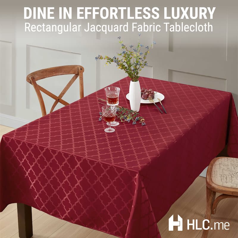 HLC.me Modena Lattice Fabric Tablecloth, Jacquard Fabric Table Cloth for Round Rectangle Table Advanced Water & Fade Resistance