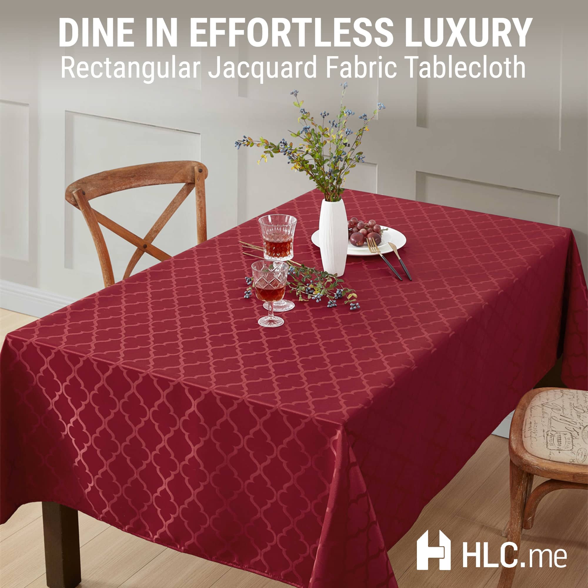 HLC.me Modena Lattice Fabric Tablecloth, Jacquard Fabric Table Cloth for Rectangle Table ...