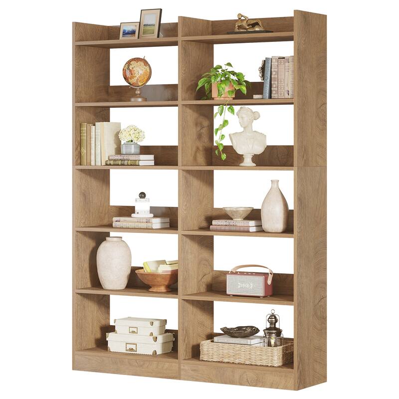 70.87'' Tall Bookshelf, 6-Tier Farmhouse Double Wide Bookshelves