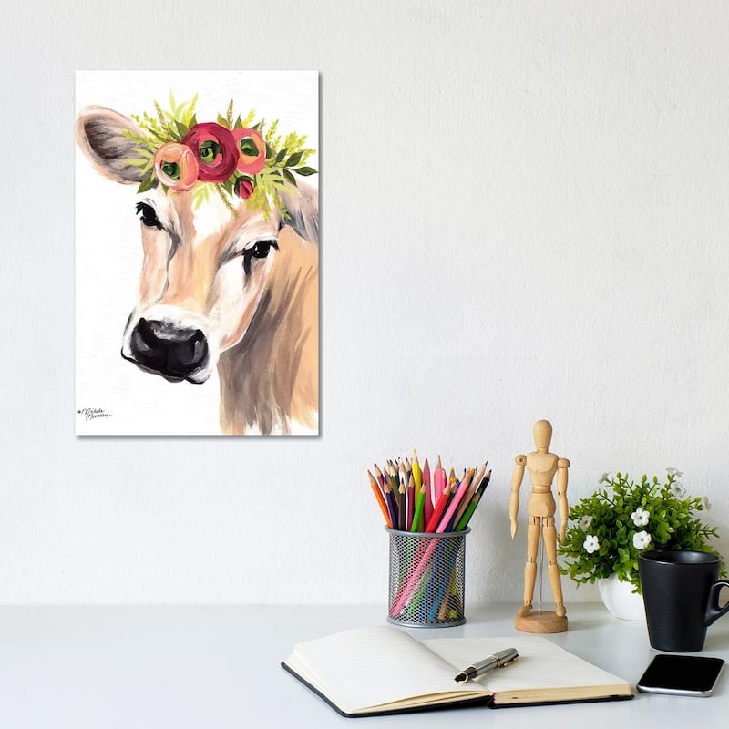 iCanvas "Jersey Cow with Floral Crown" by Michele Norman Canvas Print - 12x8x0.75