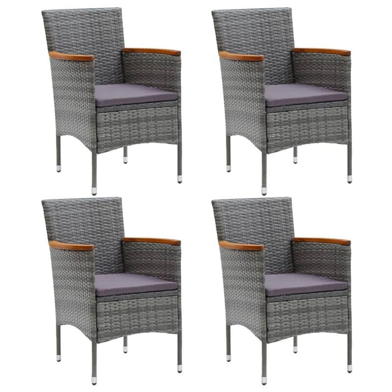 vidaXL Patio Dining Set with Cushions Poly Rattan
