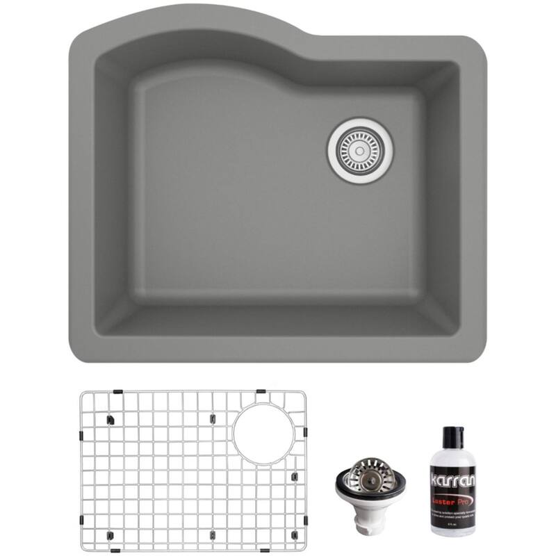 Karran USA QU-671-PK1 Quartz QU 24" Undermount Single Basin Quartz - Grey