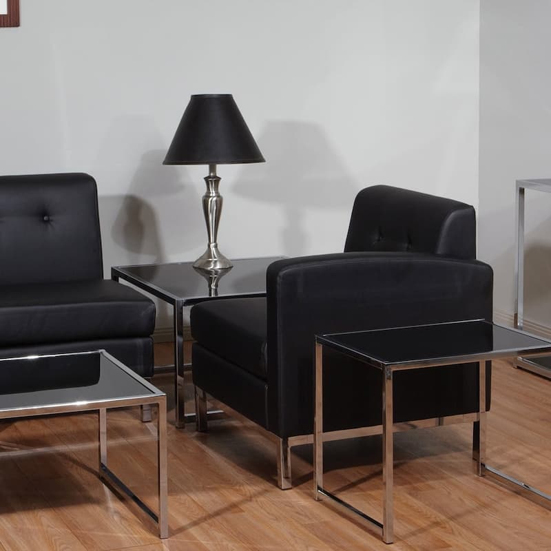 Wall St. Faux Leather and Chrome Right-arm Chair