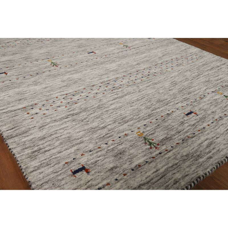 Hand Knotted Oriental 100% Wool Carpet Tribal Animal Pictorial Beige & Ivories Gabbeh Area Rug - 6' 0'' X 4' 1''