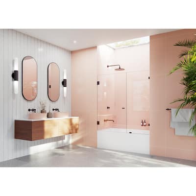 Glass Warehouse 58.25" x 52" Frameless Shower Bath Door - Wall Hinge