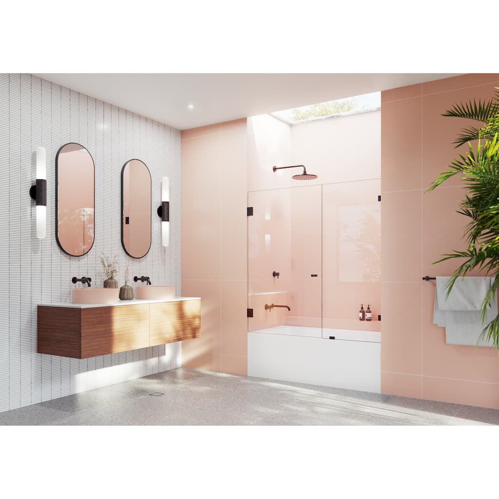 Glass Warehouse 58.25" x 52" Frameless Shower Bath Door - Wall Hinge