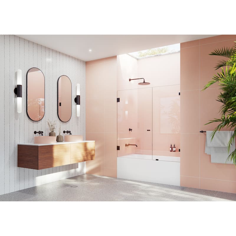 Glass Warehouse 58.25" x 55.25" Frameless Shower Bath Door - Wall Hinge - Oil Rubbed Bronze