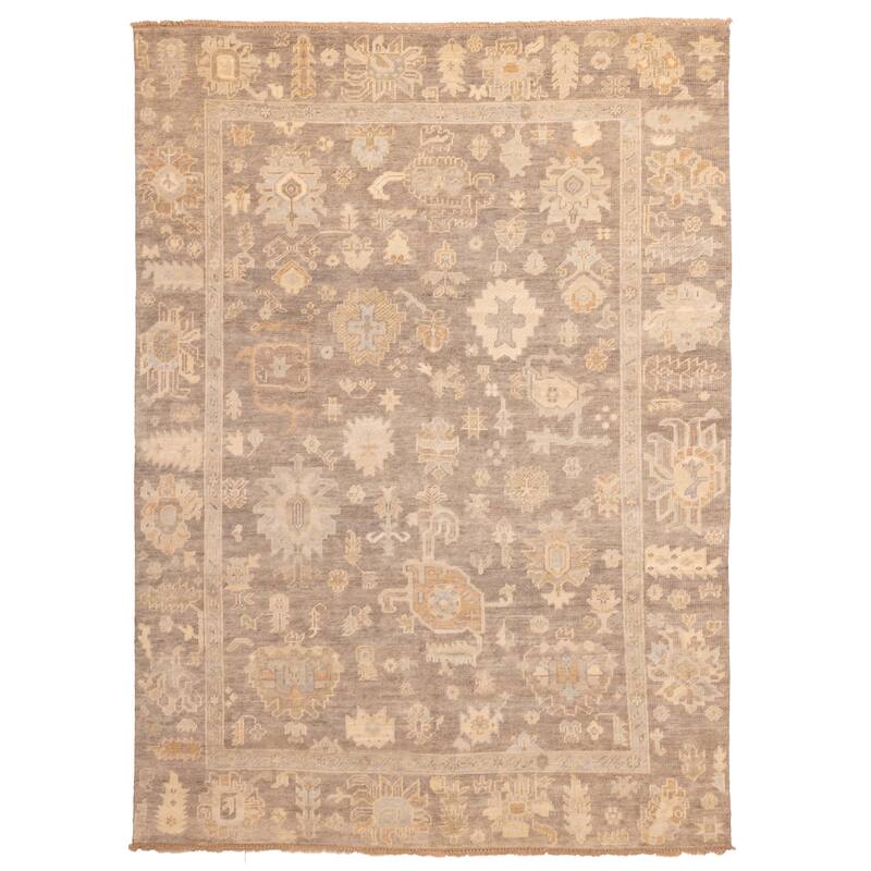 ECARPETGALLERY Hand-knotted Kavya Oushak Dark Grey Wool Rug - 8'9 x 11'8