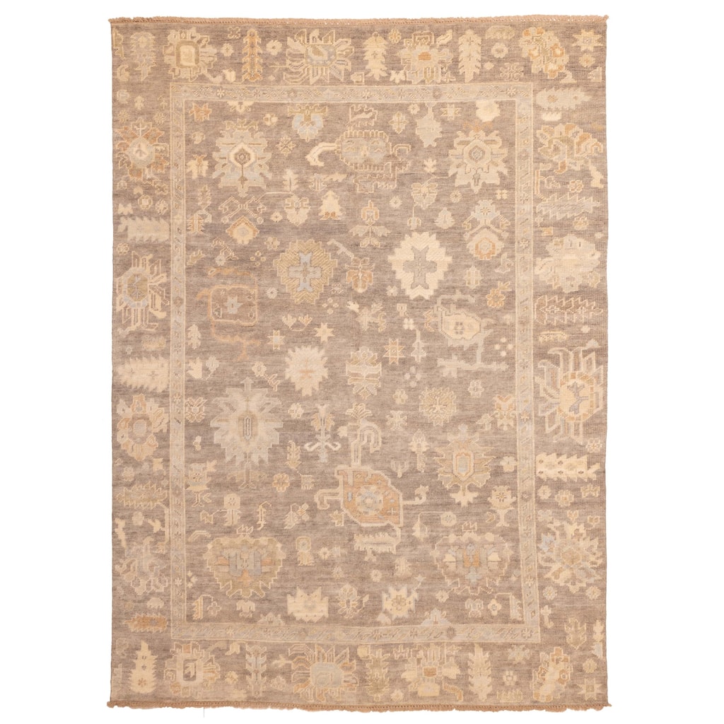 ECARPETGALLERY Hand-knotted Kavya Oushak Dark Grey Wool Rug - 8'9 x 11'8