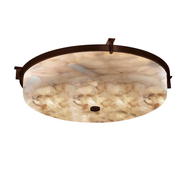 Justice Design Group Alabaster Rocks! Era 21-inch Dark Bronze Round LED Flush-Mount, Alabaster Rocks Shade
