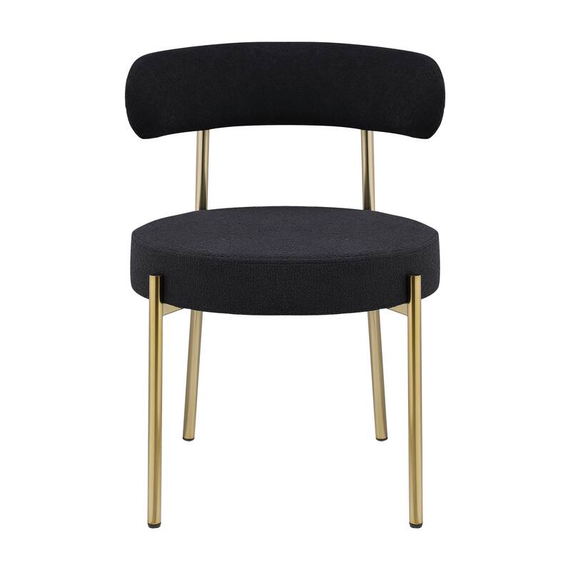 Mid-Century Modern Dining Chairs Round Fabric Dining Chairs with Curved Back and Metal Legs, for Dining Rooms, Set of 2