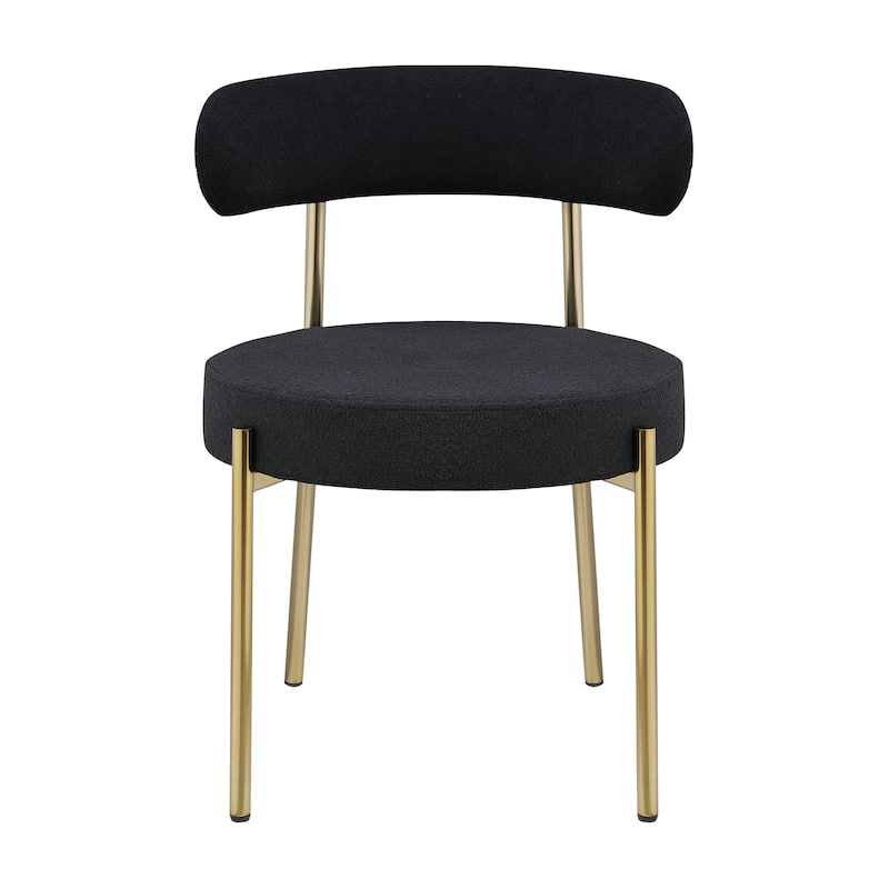 Round Upholstered Boucle Dining Chairs Set of 2