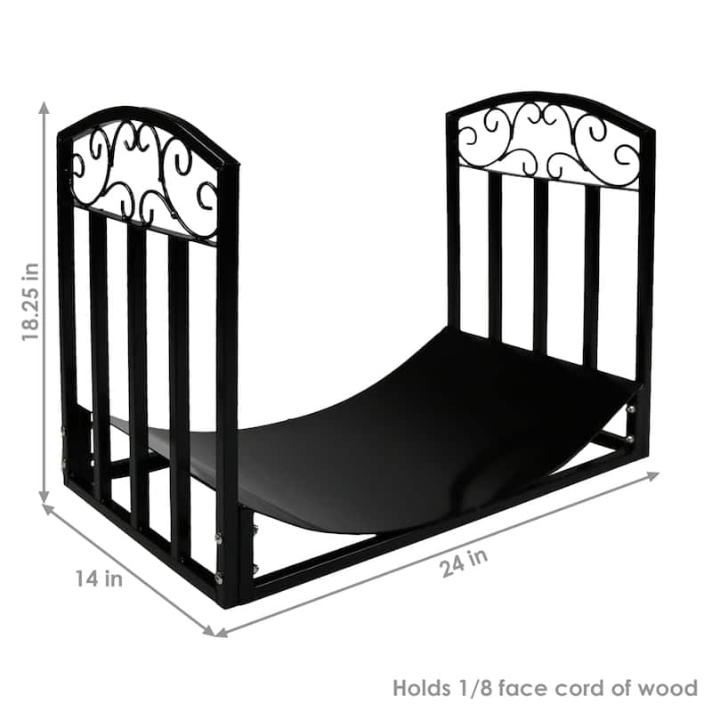 2' Indoor/Outdoor Firewood Log Rack - Steel Fireplace Storage Holder