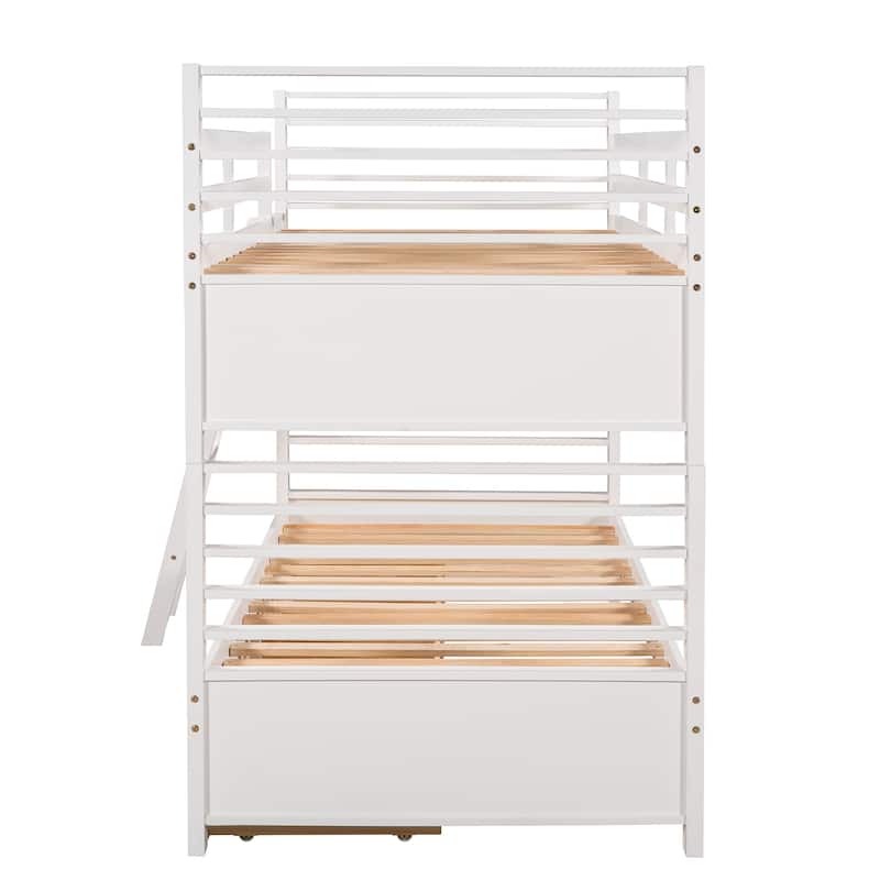 Twin over Twin Wood Bunk Bed with Two Drawers - Espresso
