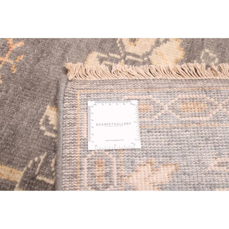 ECARPETGALLERY Hand-knotted Modern Oushak Dark Grey Wool Rug - 8'1 x 9'11