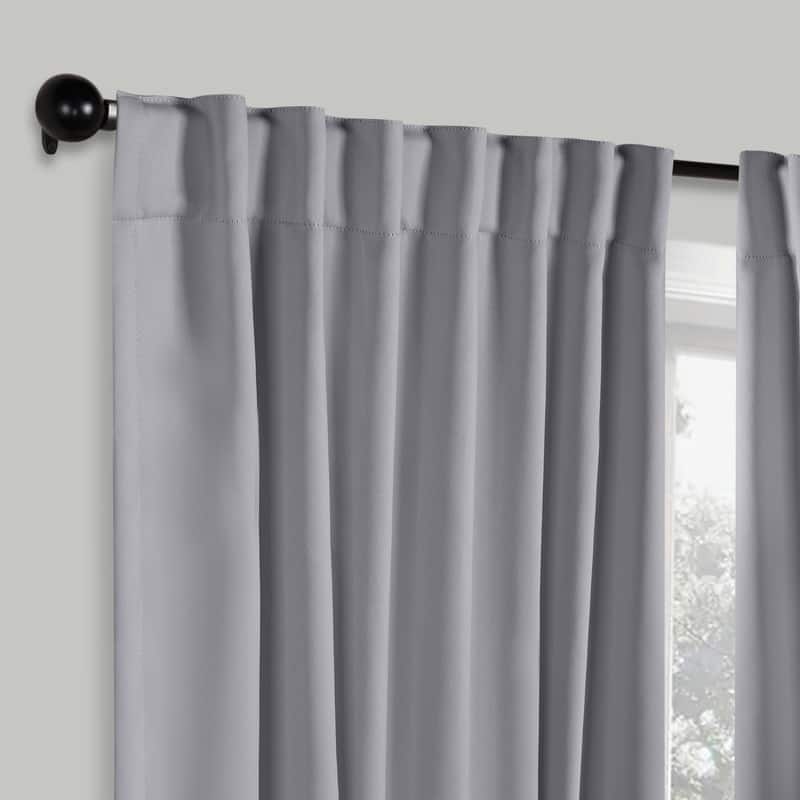Superior Solid Machine Washable Room Darkening Blackout Curtains with Back Tabs, Set of 2