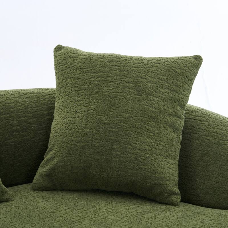Curved Loveseat Full Compression Sponge 30D Sofa Chenille No-Assembly