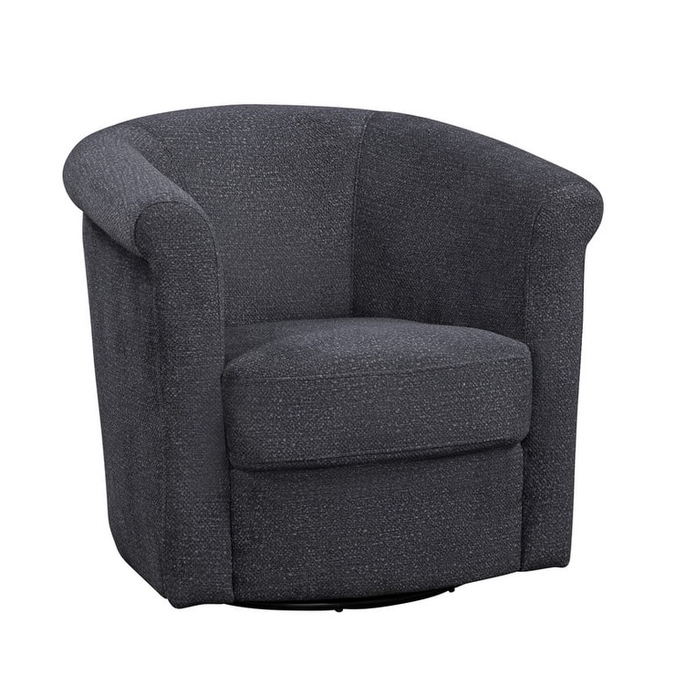 Marvel Traditional 360-degree Swivel Tub Chair - Gloss Black Caviar Boucle'