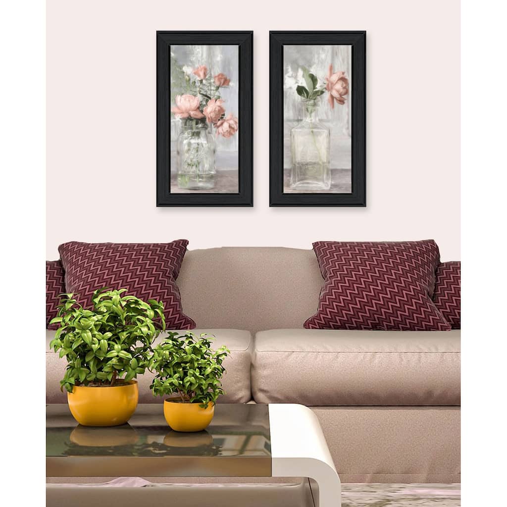 Trendy Decor 4U "Cottage Peach Rose" Printed Framed Wall Art by Lori Deiter