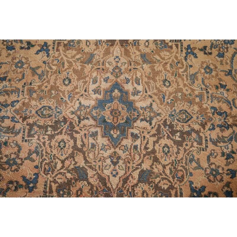 Traditional Mashad Vintage Persian Rug Hand-Knotted Wool Carpet - 9'8" x 12'5"