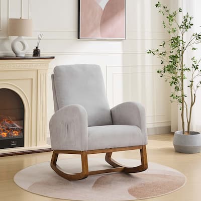 27.2"W Rocking Chair with High Back and Side Pocket